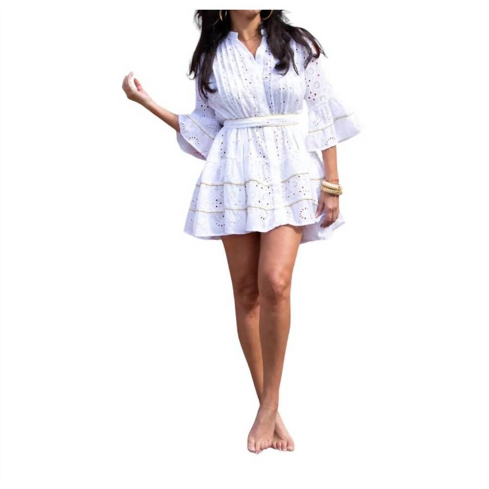 NEW PEP'S CANNES english embroidery mini dress in white